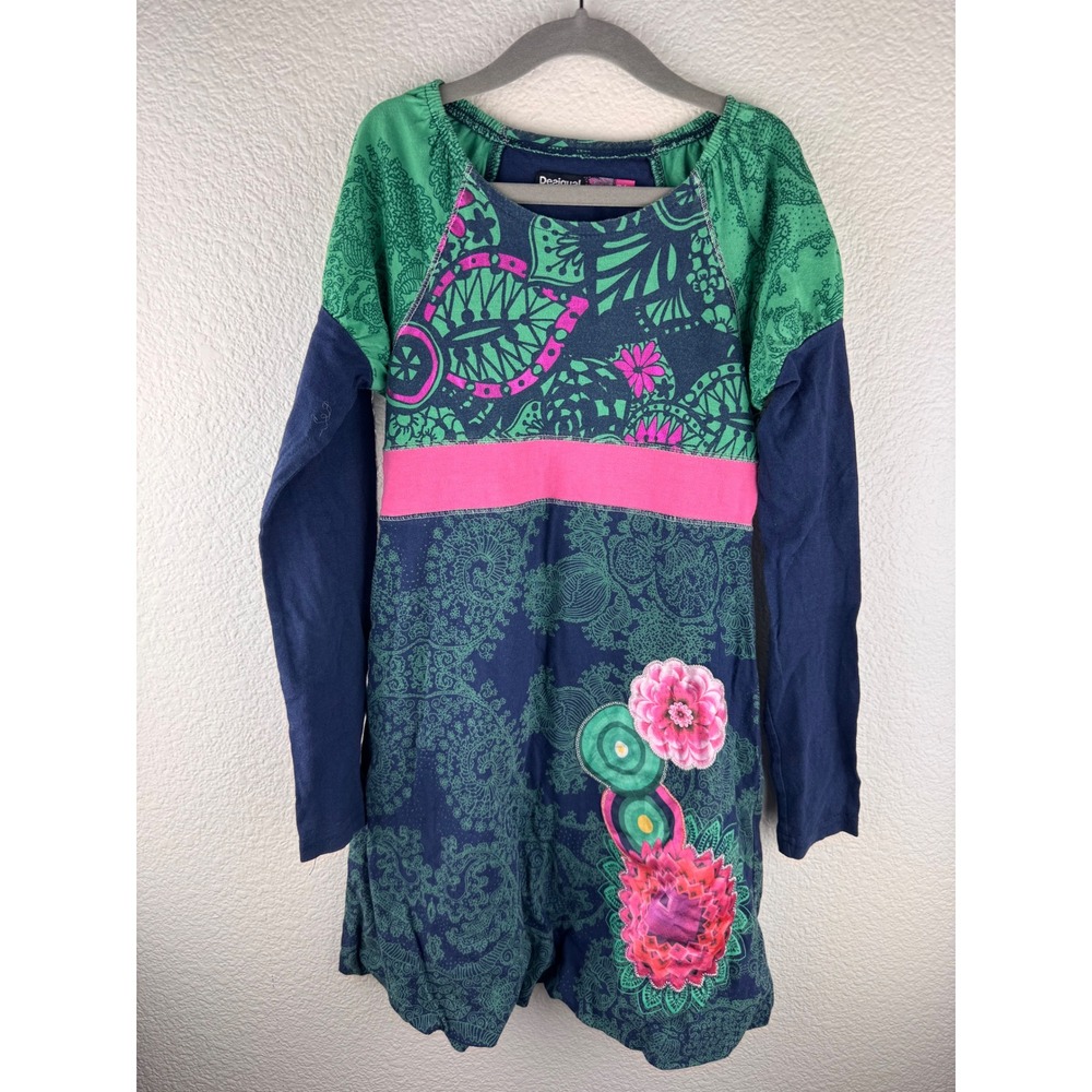 Desigual Kids‎ Dress Size 9 10 Long Sleeve Floral Cotton Designer